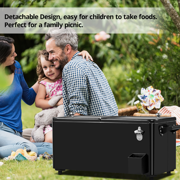 80qt 黑色 冷冻保温推车 86*39*91cm 长方形 塑料箱体 铁脚管 冷冻保温 上下可分离-11