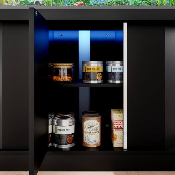 现代55-75加仑鱼缸架，带电源插座（4个交流电接口，2个USB接口），重型水族箱架，带柜式储物空间，适用于鱼缸、龟缸、爬行动物饲养箱，承重880磅，黑色--不支持self-pick up且不支持指定仓库发货-8