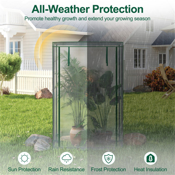 白色便携式迷你温室39“x20”x59“免工具组装PE网格盖生长帐篷，用于阳台露台-8