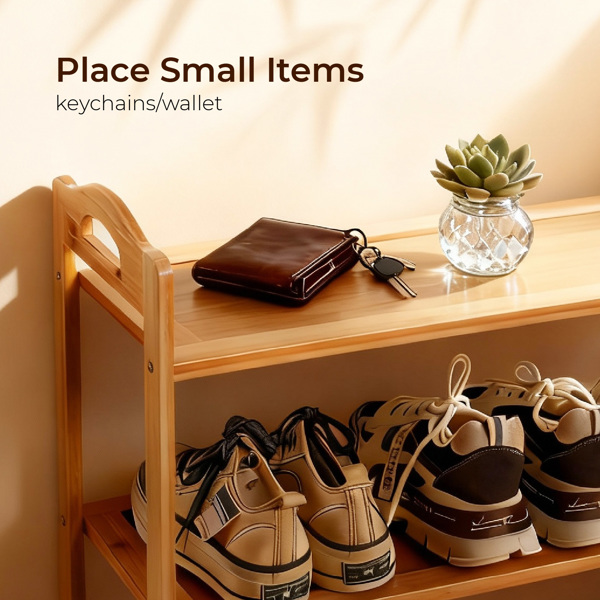 5层平板 竹制 68*25*89cm 鞋架 原木色-2