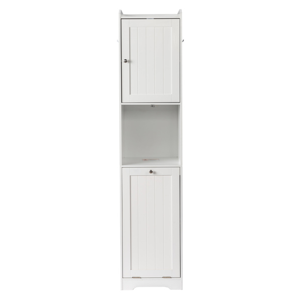 白色 刨花板三胺贴面 竖纹 40*40*180cm 1门+带无纺布收纳袋下翻门抽 浴室立柜-3