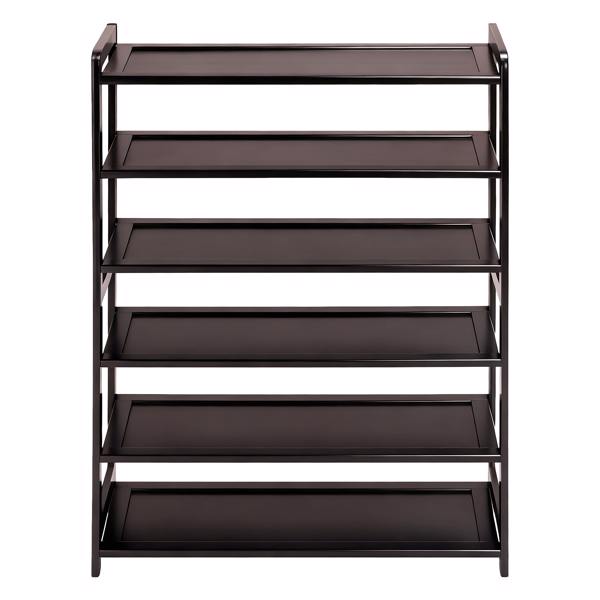 6层平板 竹制 68*25*89cm 鞋架 咖啡色-13