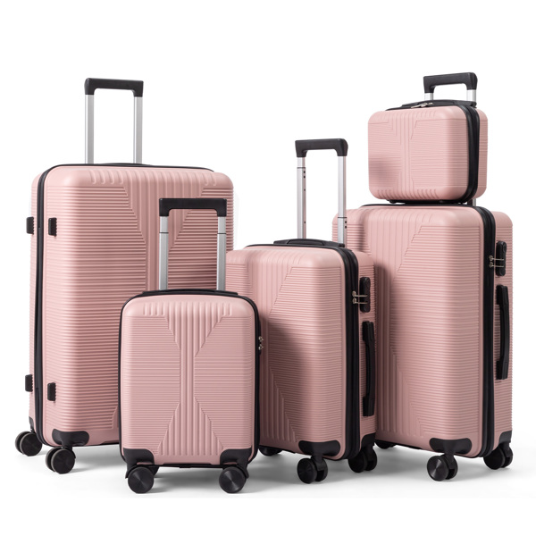 非TSA海关锁五合一 PP拉杆箱 12in 16in 20in 24in 28in PP 玫瑰色-16