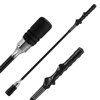 便携式玻璃纤维高尔夫挥杆杆，为初学者和专业人士提供提高握拍精度的高尔夫热身工具-黑色