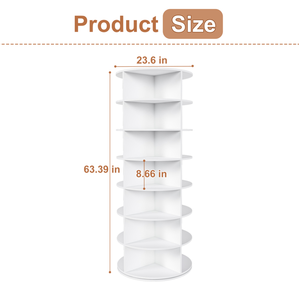 旋转式鞋架塔，7层旋转收纳架，独立式360°旋转鞋子收纳器，可容纳28双鞋（7层，白色）-19