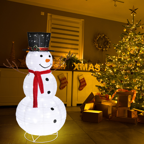 【替换62175283】4ft 白色 雪花绒 仿树枝手 圣诞灯饰雪人 30V 3.6W 美规-7