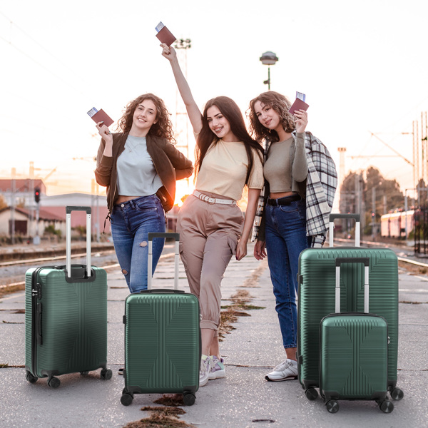 非TSA海关锁四合一 PP拉杆箱 16in 20in 24in 28in PP 墨绿色-12