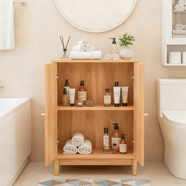 原木色   刨花板三胺贴面带藤面 60*30*80cm  双门 浴室立柜-9