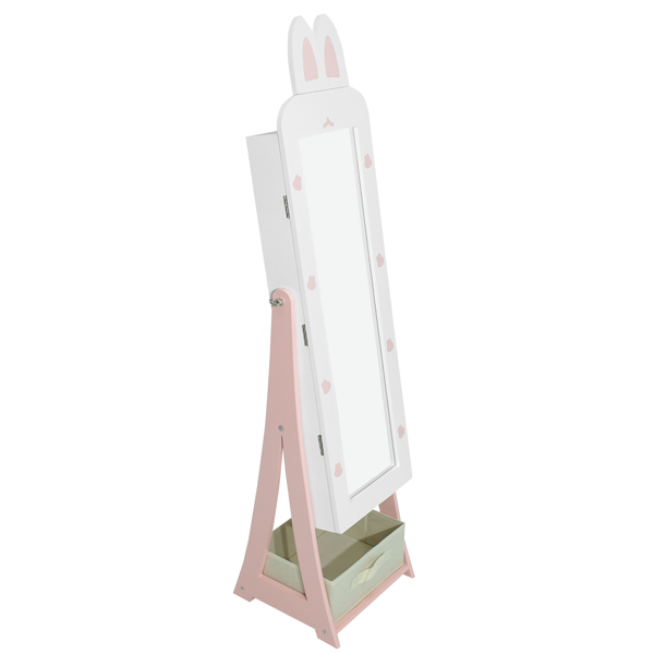 白色 兔子元素 密度板 喷漆 1门1布抽 儿童饰品镜柜-6