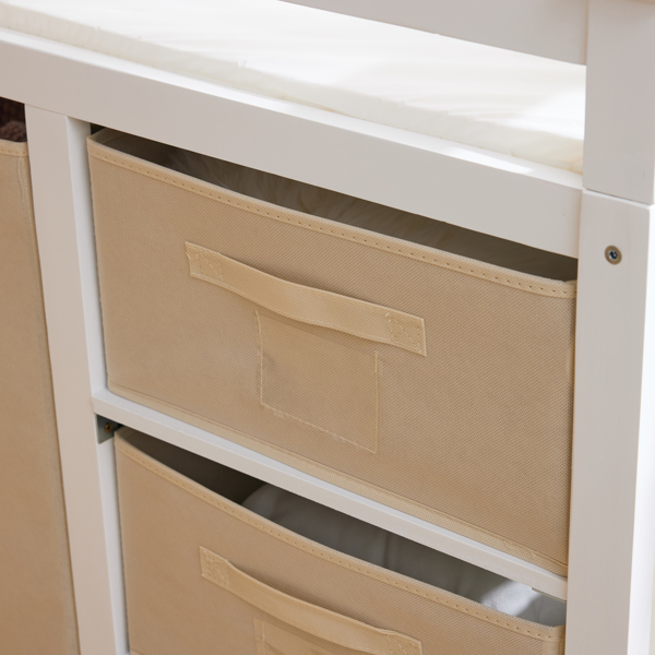 白色 油漆面 松木 木框 顶部可拆卸 87*53*87.5cm 儿童木床 3布抽+1布袋 换尿布台-16