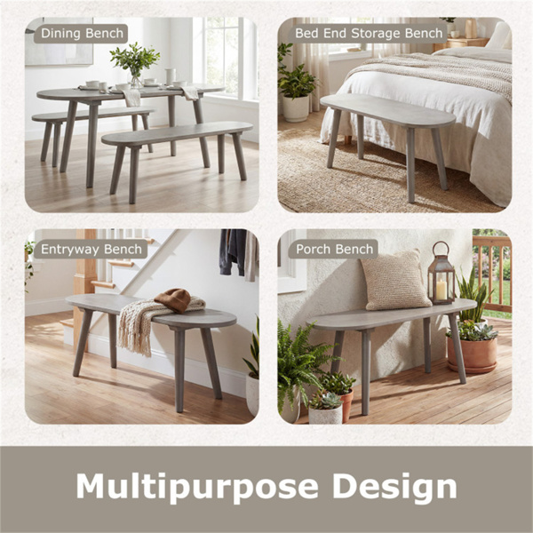 43英寸农舍风格灰色木制长凳，防刮擦防水餐厅长凳，可供2人使用-9