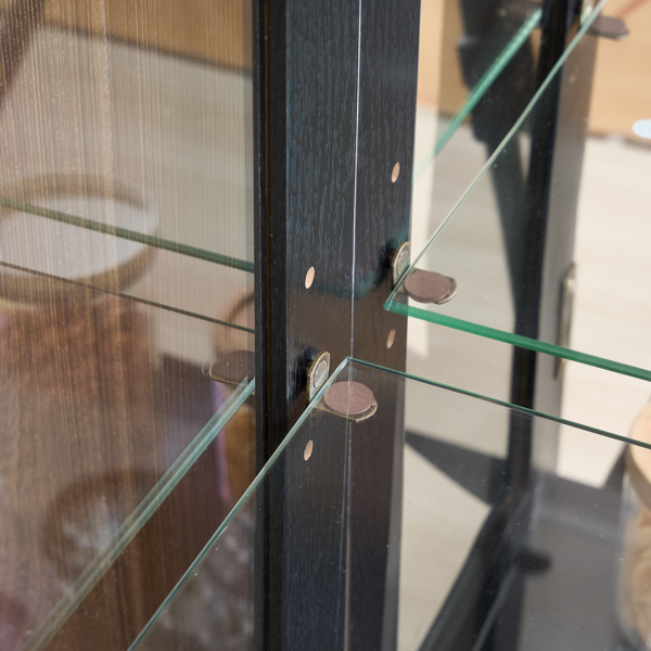 带钢化玻璃门的展示柜，内置照明，配有镜面背板和可调节搁板，非常适合家庭或办公室使用（含灯泡）- 黑色 不支持self-pick up且不支持指定仓库发货-23