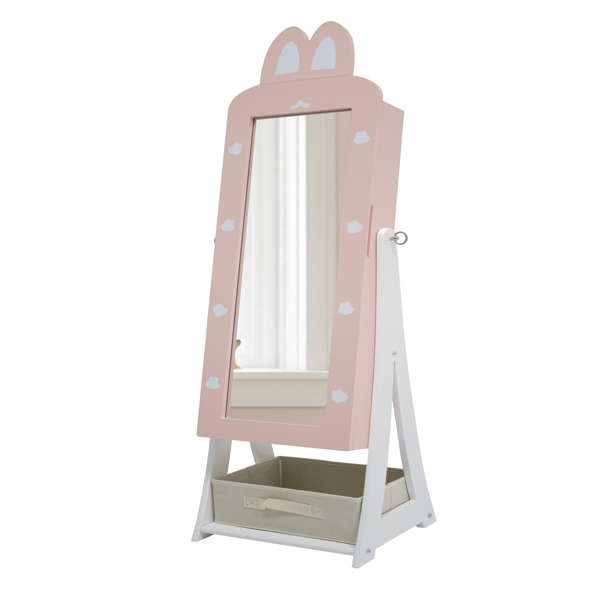 粉色 兔子元素 密度板 喷漆 1门1布抽 儿童饰品镜柜-15
