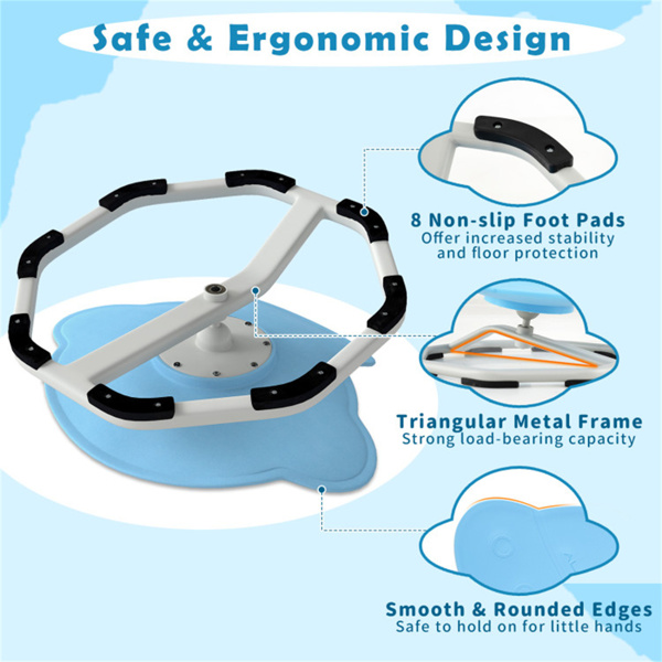 浅蓝色儿童感官旋转椅：360°旋转，220磅容量，行星设计，PP/金属，防滑垫，用于平衡和协调-5