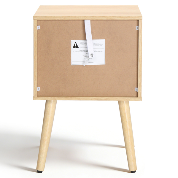 白色+橡木色 P2刨花板+实木腿 贴麻面三胺 拉环拉手 38*30*55cm 一抽带下隔层 床头柜 1PC-10