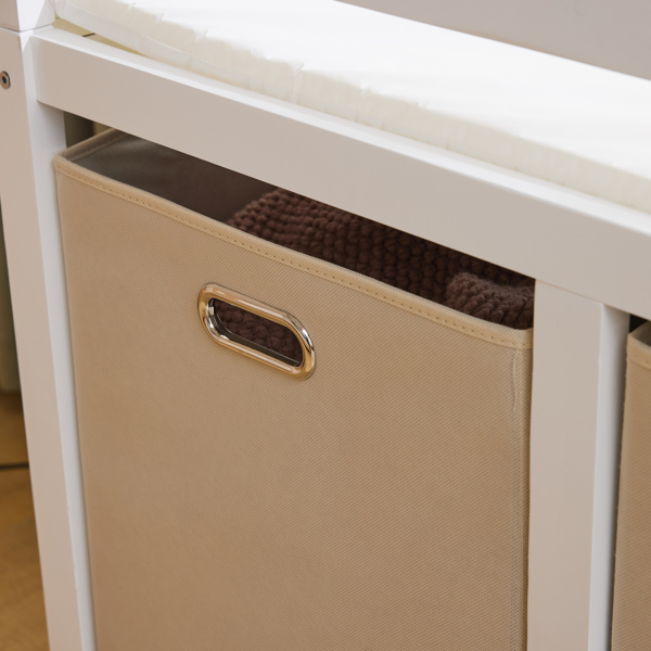 白色 油漆面 松木 木框 顶部可拆卸 87*53*87.5cm 儿童木床 3布抽+1布袋 换尿布台-17