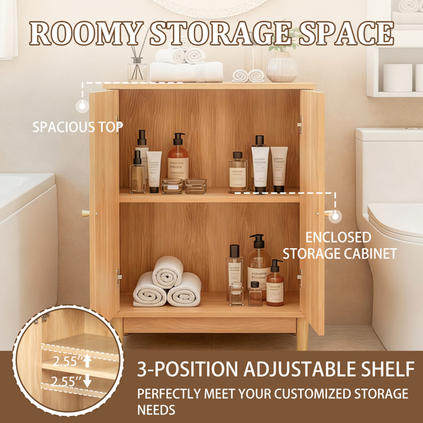 原木色   刨花板三胺贴面带藤面 60*30*80cm  双门 浴室立柜-14