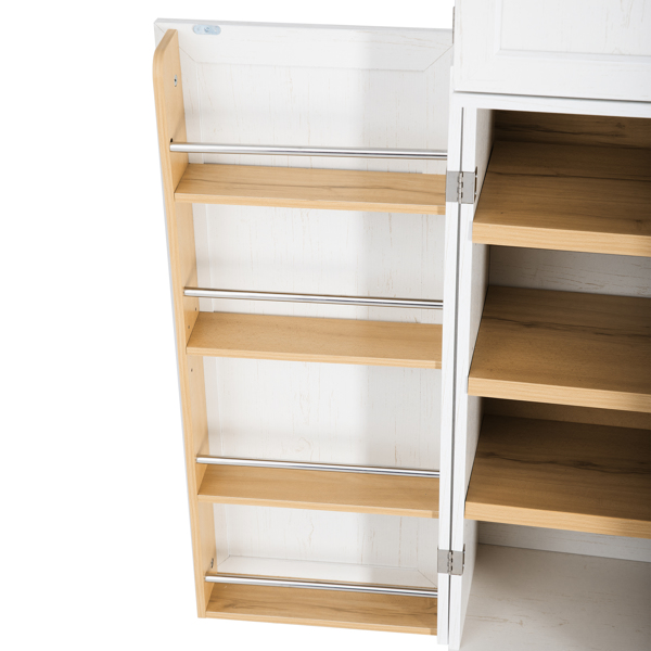 78.2英寸高乡村风格厨房储物柜，配有8个门内置物架、3个可调节搁板和3个大抽屉，多功能储物柜，适用于厨房、餐厅和浴室，复古白色。-16