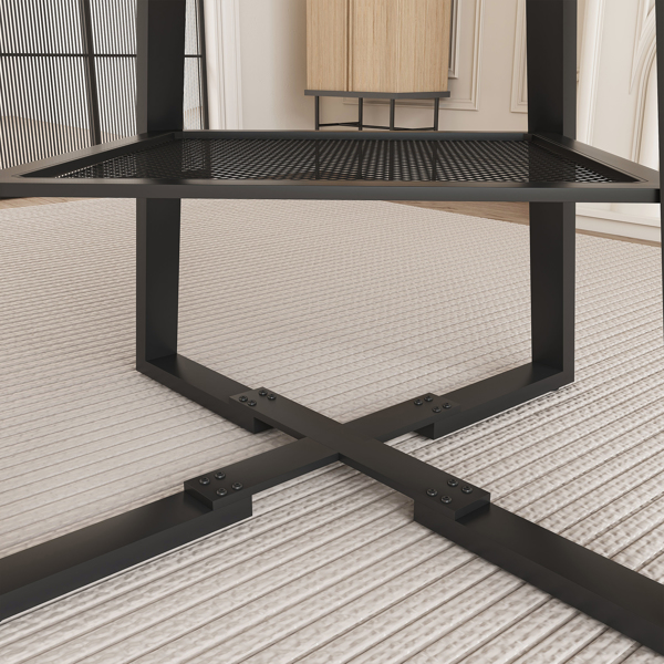 47英寸可伸缩圆形餐桌，适合4-8人使用，带储物功能，胡桃木饰面，金属框架，加厚桌面，多功能厨房客厅两用桌。-16