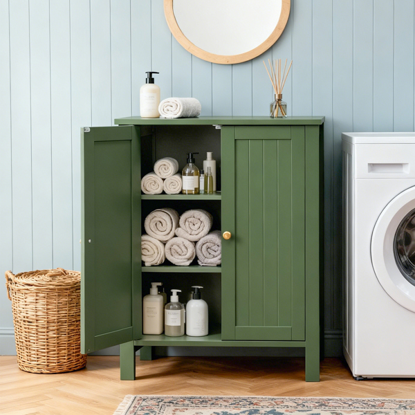 森林绿  密度板喷漆 竖纹 60*30*80cm 双门 浴室立柜-6