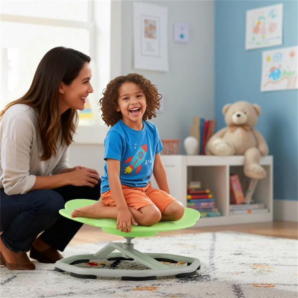 绿色大象设计儿童坐转椅，3岁以上儿童易于组装的感官玩具-6