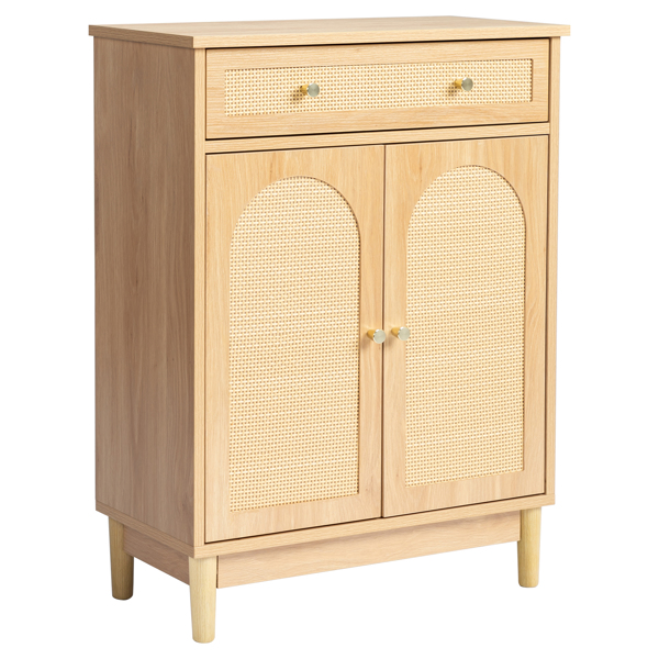 原木色   刨花板三胺贴面带藤面 60*30*80cm 1抽2门 浴室立柜-5