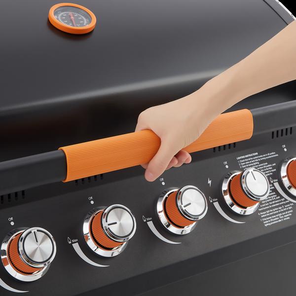 六燃烧器丙烷燃气烧烤炉，带侧炉，72000 BTU功率输出，不锈钢材质，配备铸铁烤架和侧边置物台，适用于户外烹饪、厨房和庭院后院。-20