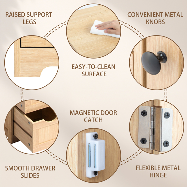 原木色 密度板三胺贴面 56*30*80cm 4抽 1门 浴室立柜-15
