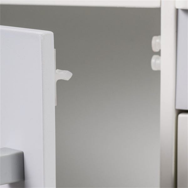 白色双面儿童游戏厨房，配有饮水机和抽油烟机，适合3岁以上儿童使用-5