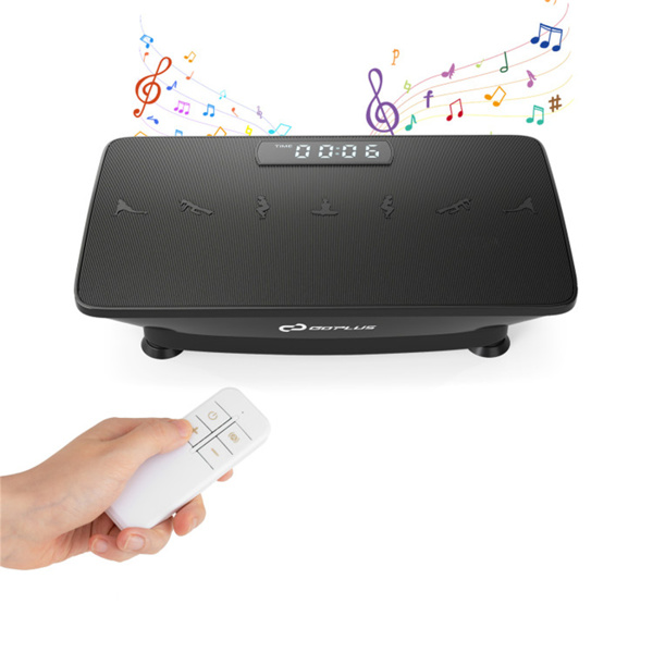 黑色全身振动板运动机，10个可调速度级别，带遥控和音乐功能，重量440LBS-5