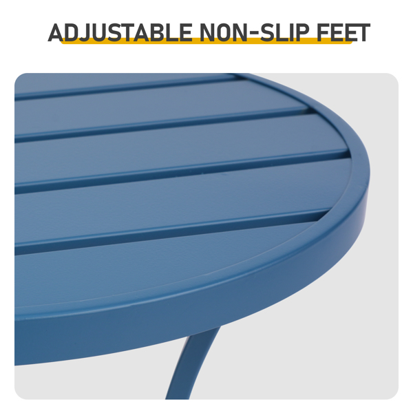 50.5*50.5*51cm 圆桌  海军蓝色 三脚 庭院铁边桌-3