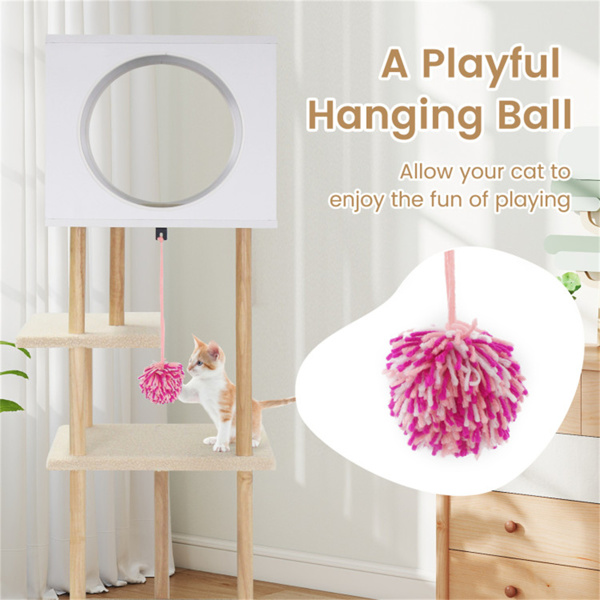 多层猫树，带2个抓地垫，双门猫公寓和室内猫防倾倒套件-7