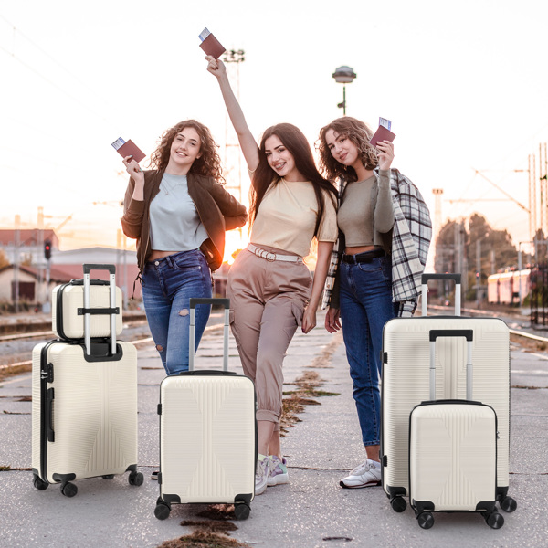 非TSA海关锁五合一 PP拉杆箱 12in 16in 20in 24in 28in PP 米白色-13