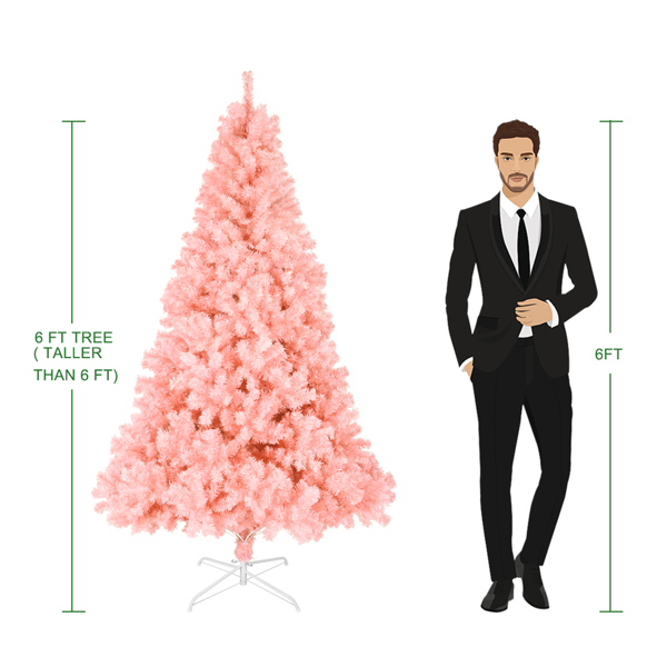 6ft 粉色 1000枝头 PVC材质 圣诞树-29