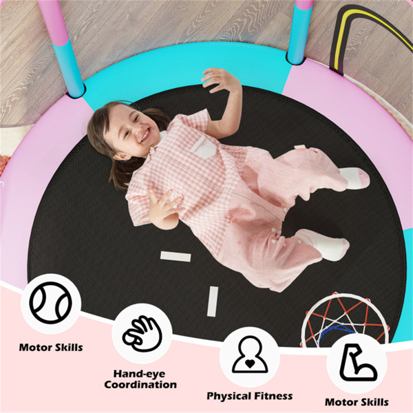 3合1儿童蹦床60英寸，带篮球圈和飞镖板，无间隙跳垫，适合3-6岁幼儿蹦床-9