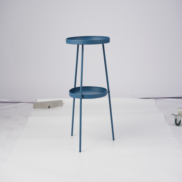 38.5*38.5*51cm 梯形 海军蓝色 双层圆盘 庭院铁边桌-7