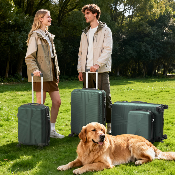 非TSA海关锁四合一 PP拉杆箱 16in 20in 24in 28in PP 墨绿色-13