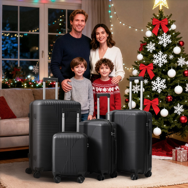 非TSA海关锁四合一 PP拉杆箱 16in 20in 24in 28in PP 黑色-16