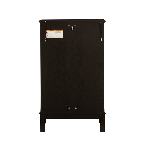 带钢化玻璃门的展示柜，内置照明，配有镜面背板和可调节搁板，非常适合家庭或办公室使用（含灯泡）- 黑色 不支持self-pick up且不支持指定仓库发货-3