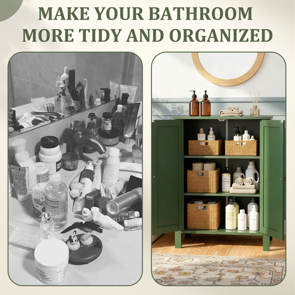 森林绿  密度板喷漆 竖纹 60*30*80cm 双门 浴室立柜-12