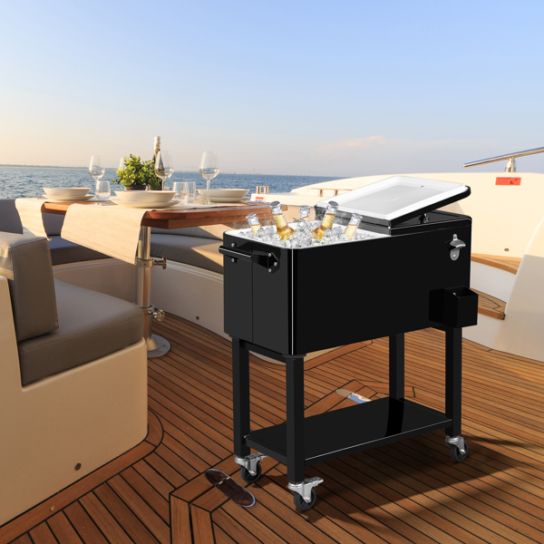 80qt 黑色 冷冻保温推车 86*39*91cm 长方形 塑料箱体 铁脚管 冷冻保温 上下可分离-12