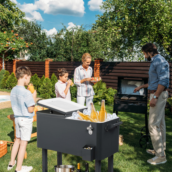 80QT 深灰色 冷冻保温推车 87.5*91*38.5cm 长方形 塑料箱体 铁脚管 冷冻保温-19