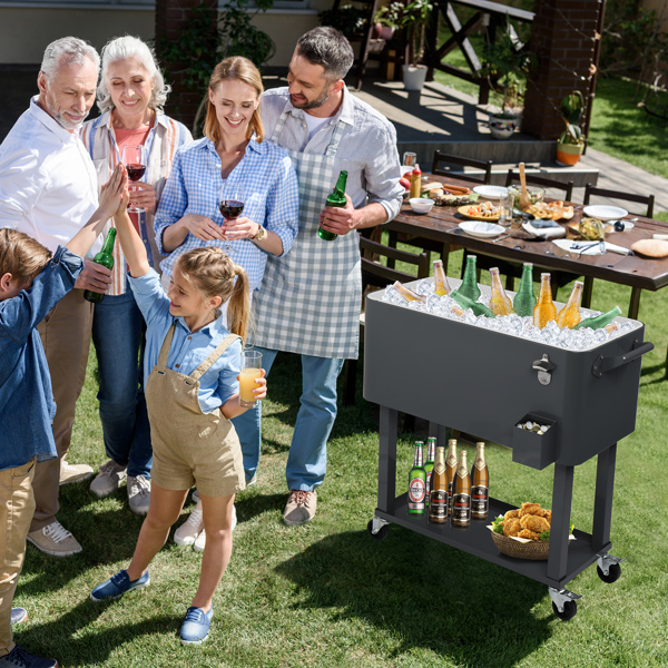 80QT 深灰色 冷冻保温推车 87.5*91*38.5cm 长方形 塑料箱体 铁脚管 冷冻保温-7