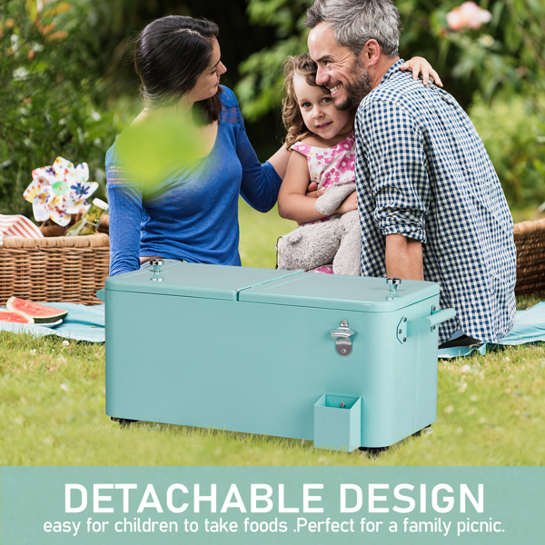 80QT  薄荷绿 上下可分离 冷冻保温推车 86*39*91cm   塑料箱体 铁脚管  冷冻保温  带单托盘-8