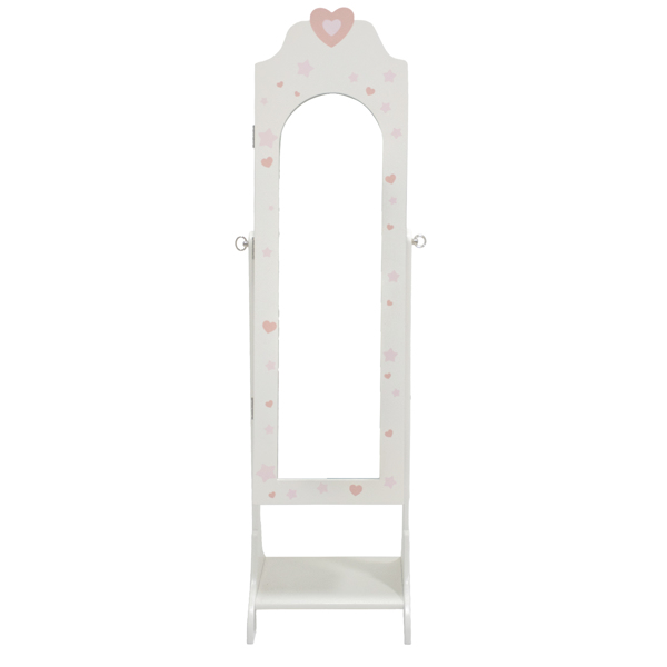 白色 爱心元素 密度板 喷漆 1门1层架 儿童饰品镜柜-4
