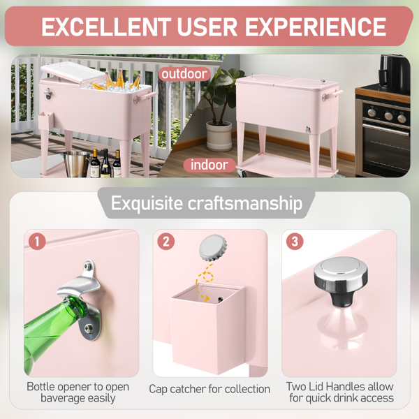 80qt 粉色 冷冻保温推车 87.5*39*91cm 长方形 塑料箱体 冷冻保温-1