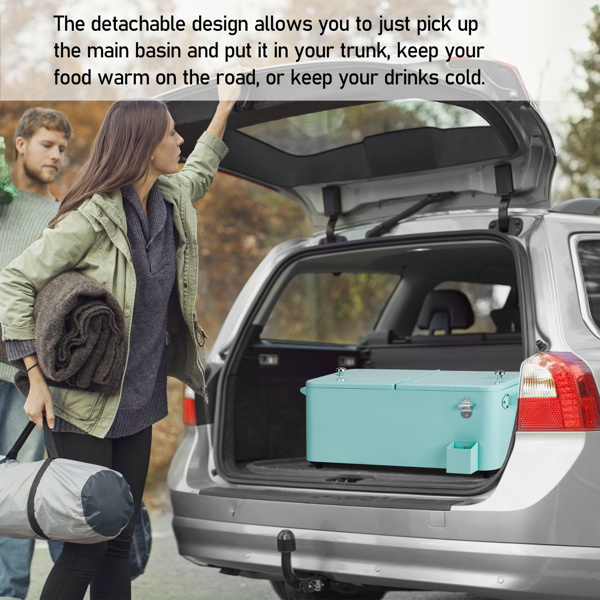 80QT  薄荷绿 上下可分离 冷冻保温推车 86*39*91cm   塑料箱体 铁脚管  冷冻保温  带单托盘-9