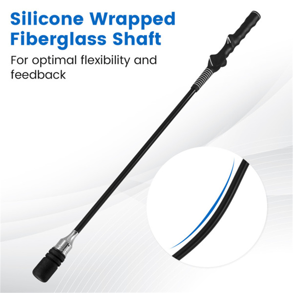 便携式玻璃纤维高尔夫挥杆杆，为初学者和专业人士提供提高握拍精度的高尔夫热身工具-黑色-5