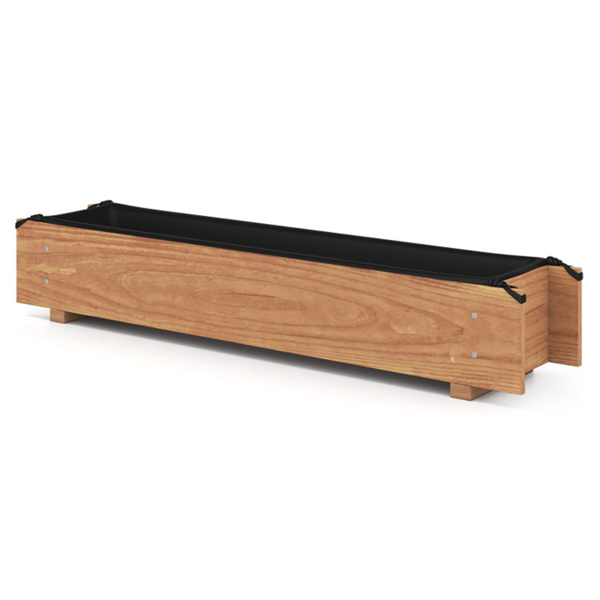 松木高架花园床，带排水孔和保护衬里，室内外草药/蔬菜/花卉种植箱-4