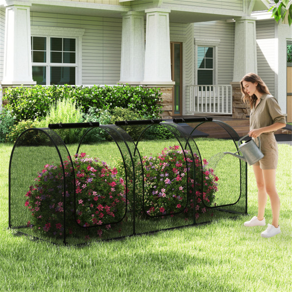 绿色108“x48”x47“花园作物笼，带高密度尼龙网，蔬菜和花卉带拉链门的植物保护帐篷-4